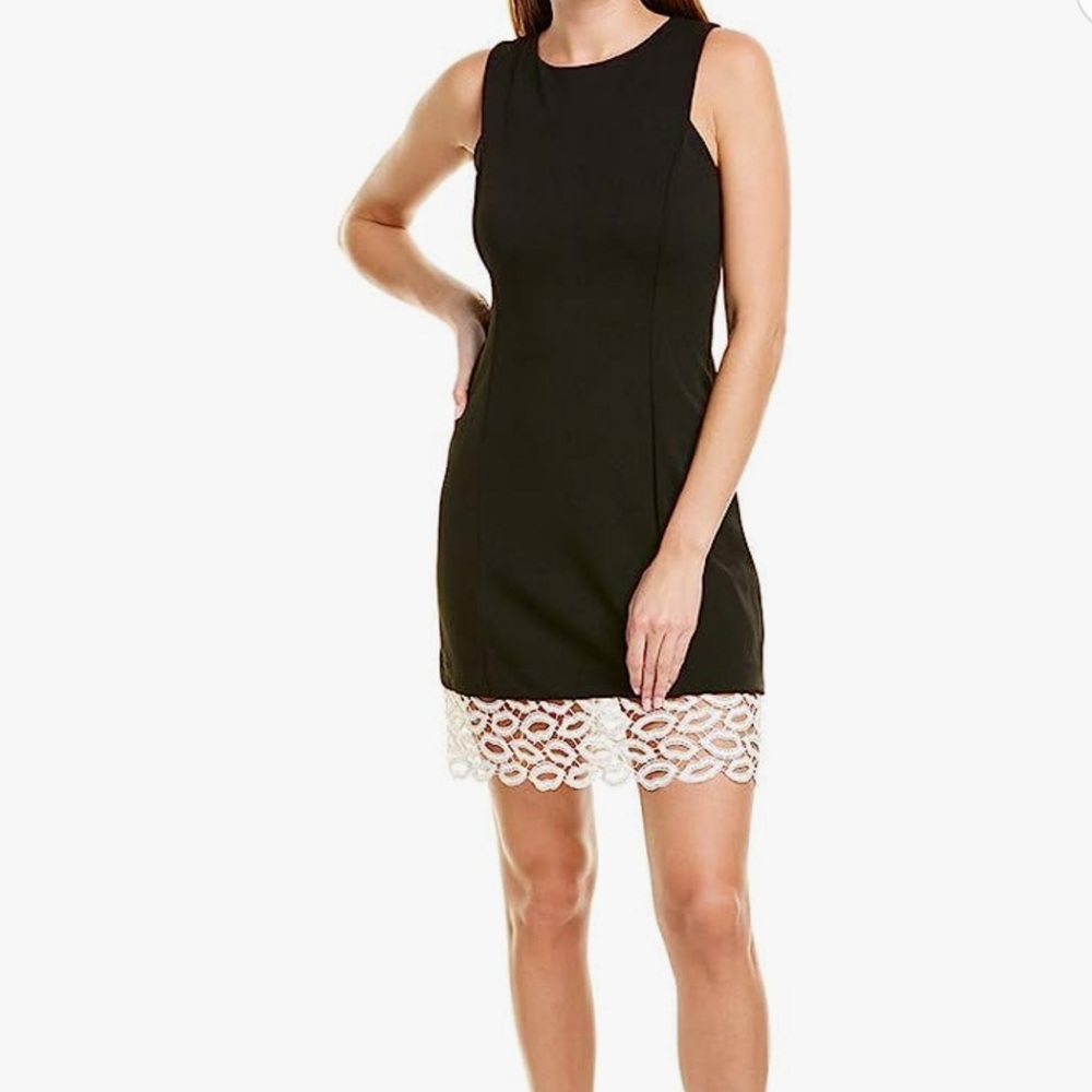 Betsey Johnson NWT Black Sheath Dress with lip lace hem